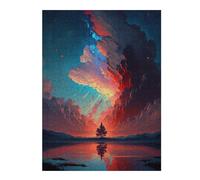 Jigsaw Puzzles for Teenagerss 500 PCS Mirrored Sunset Serenity Adult Puzzles Hands-on Game Presents for Women Help The Brain Exercise 500 PCS