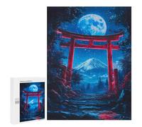 Jigsaw Puzzles for Teenagerss 500 PCS Mount Fuji Night Scene Torii Gate Jigsaw for Adults Anti-Stress Toys For Family Fun Parent-child Interaction 500 PCS