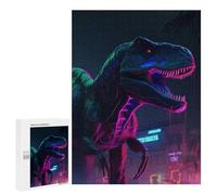 Jigsaw Puzzles for Teenagerss 500 PCS Neon Dinosaur Cityscape Adult Puzzles Hands-on Game Stress Reliever Unique Gifts for Birthday And Christmas 500 PCS