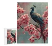 Jigsaw Puzzles for Teenagerss 500 PCS Peacock Perched Among Cherry Blossoms Adult Puzzles Relax Games But Fun And Humorous for Is Ideal As A Gift 500 PCS