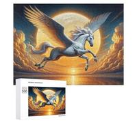 Jigsaw Puzzles for Teenagerss 500 PCS Pegasus Flying Over Sunset Adult Jigsaw Toy Wall Decor Staycation Kill Time Fun Activities at Home 500 PCS