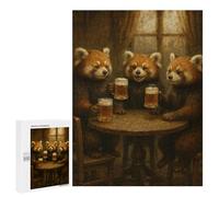 Jigsaw Puzzles for Teenagerss 500 PCS Red Pandas Drinking Beer at Pub Adult Puzzles Anti-Stress Toys Staycation Kill Time Fun at Home Activities, 500 PCS