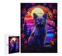 Jigsaw Puzzles for Teenagerss 500 PCS Russian Blue Cat Adult Puzzles Toy Wall Decor Staycation Kill Time Stress Reduction Gifts 500 PCS