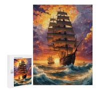 Jigsaw Puzzles for Teenagerss 500 PCS Sailing at Sundown Jigsaws for Adults Anti-Stress Toys Improve Memory Difficult And Challenge 500 PCS