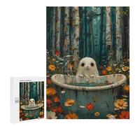 Jigsaw Puzzles for Teenagerss 500 PCS Scary Bohoo Ghost Bathtube Adult Puzzles Relax Games But Fun And Humorous for Is Ideal As A Gift 500 PCS