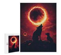 Jigsaw Puzzles for Teenagerss 500 PCS Silhouette Wolf Sunset Puzzles for Adults Brain Teaser Game Pattern Assembly Parent-child Interaction 500 PCS