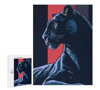 Jigsaw Puzzles for Teenagerss 500 PCS Stylized Black Panther Illustration Jigsaws for Adults Family Games Enhance Memory Unique Birthday And Gifts 500 PCS