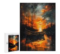 Jigsaw Puzzles for Teenagerss 500 PCS Sunset Boat Travel Puzzles for Adults Brain Teaser Game Pattern Assembly Parent-child Interaction 500 PCS