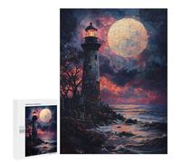 Jigsaw Puzzles for Teenagerss 500 PCS Sunset Ocean Lighthouse Jigsaw Puzzle Relaxing Games Home Decoration Unique Birthday And Gifts 500 PCS