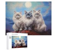 Jigsaw Puzzles for Teenagerss 500 PCS Three Ragdoll Cats Jigsaws for Adults Anti-Stress Toys Improve Memory Difficult And Challenge 500 PCS