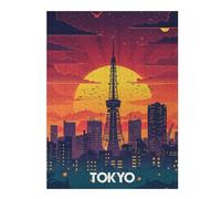 Jigsaw Puzzles for Teenagerss 500 PCS Tokyo Sunset Tower Adult Jigsaw Puzzle Toy Wall Decor Pattern Assembly Birthday And Unique Gifts 500 PCS