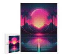 Jigsaw Puzzles for Teenagerss 500 PCS Tropical Synthwave Scenery Jigsaw Puzzle Relaxing Games Home Decoration Unique Birthday And Gifts 500 PCS