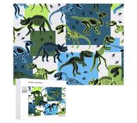 Jigsaw Puzzles for Teenagerss 500 PCS Vibrant Dinosaur Skeletons Pattern Adult Jigsaw Toy Wall Decor Staycation Kill Time Fun Activities at Home 500 PCS