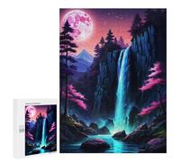 Jigsaw Puzzles for Teenagerss 500 PCS Waterfall Night Atmosphere Puzzles for Adults Brain Teaser Game Pattern Assembly Parent-child Interaction 500 PCS