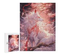 Jigsaw Puzzles for Teenagerss 500 PCS White Kitsune of Sakura Jigsaw Puzzle Relaxing Games Home Decoration Unique Birthday And Gifts 500 PCS