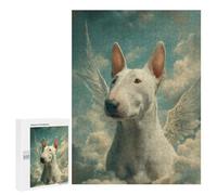 Jigsaw Puzzles for Teenagerss 500 PCS Winged Bull Terrier in The Clouds Bull Terrier Remembrance Puzzles for Adults Fun Games Analysis And Logic Parent-child Interaction 500 PCS