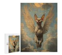 Jigsaw Puzzles for Teenagerss 500 PCS Winged Sphynx Cat Angelic Sphynx Cat Puzzles for Adults Fun Games Analysis And Logic Parent-child Interaction 500 PCS