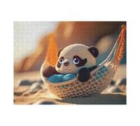 Jigsaw Puzzles for Teenagerss 52x38cm/1000pcs Beach Relaxation Panda Hammock Jigsaws for Adults Brain Teaser Game Home Decoration Fun Activities at Home 52x38cm/1000pcs