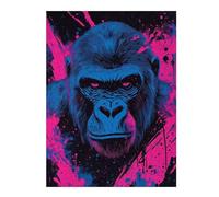Jigsaw Puzzles for Teenagerss 52x38cm/1000pcs Blue Gorilla with Pink Splatter Art Jigsaw Puzzle Relaxing Games Pattern Assembly Difficult And Challenge 52x38cm/1000pcs