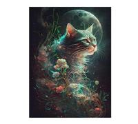 Jigsaw Puzzles for Teenagerss 52x38cm/1000pcs Enchanted Moonlit Cat Jigsaws for Adults Brain Teaser Game Home Decoration Fun Activities at Home 52x38cm/1000pcs