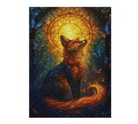 Jigsaw Puzzles for Teenagerss 52x38cm/1000pcs Fox And Butterflies Stained Glass Art Puzzles for Adults Toy Wall Decor But Fun And Humorous Help The Brain Exercise 52x38cm/1000pcs