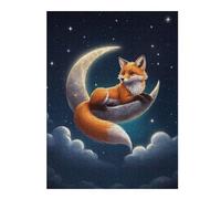 Jigsaw Puzzles for Teenagerss 52x38cm/1000pcs Fox on Crescent Moon Jigsaw Puzzle Family Games For Family Fun Unique Birthday And Xmas Gifts 52x38cm/1000pcs