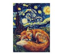 Jigsaw Puzzles for Teenagerss 52x38cm/1000pcs Fox Sleeping Under Starry Night Sky Adult Jigsaw Family Game Pattern Assembly Fun at Home Activities, 52x38cm/1000pcs
