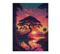 Jigsaw Puzzles for Teenagerss 52x38cm/1000pcs Jungle Sunset Reflections Puzzle for Adults Hands-on Game Analysis And Logic Parent-child Interaction 52x38cm/1000pcs