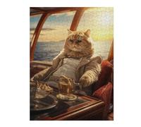 Jigsaw Puzzles for Teenagerss 52x38cm/1000pcs Rich Wealthy Cat Yacht Puzzle for Adults Relaxing Games Improve Memory Difficult And Challenge 52x38cm/1000pcs