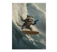 Jigsaw Puzzles for Teenagerss 52x38cm/1000pcs Rocket Raccoon Surfing Puzzles for Adults Toy Wall Decor But Fun And Humorous Help The Brain Exercise 52x38cm/1000pcs