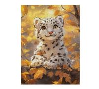 Jigsaw Puzzles for Teenagerss 52x38cm/1000pcs Snow Leopard Cub in Autumn Jigsaw Puzzle Relaxing Games Pattern Assembly Difficult And Challenge 52x38cm/1000pcs