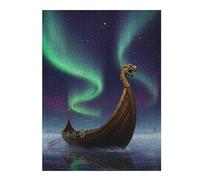 Jigsaw Puzzles for Teenagerss 52x38cm/1000pcs Viking Ship Under Aurora Borealis Jigsaw Puzzle Relaxing Games Pattern Assembly Difficult And Challenge 52x38cm/1000pcs