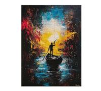Jigsaw Puzzles for Teenagerss 52x38cm/1000pcs Voyage Into Light - Expressionist Abstract River Journey Teenagers Puzzles Brain Teaser Game Difficult Hard Help The Brain Exercise 52x38cm/1000pcs