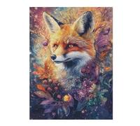 Jigsaw Puzzles for Teenagerss 52x38cm/1000pcs Whimsical Fox with Flowers And Berries - Vibrant Digital Airbrush Art Adult Jigsaw Family Game Pattern Assembly Fun at Home Activities, 52x38cm/1000pcs