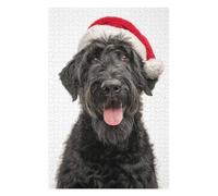 Jigsaw Puzzles for Teenagerss 75x50cm/1000pcs Black Russian Terrier Dog with Santa Hat Puzzles for Adults Toy Wall Decor But Fun And Humorous Help The Brain Exercise 75x50cm/1000pcs