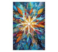 Jigsaw Puzzles for Teenagerss 75x50cm/1000pcs Celestial Snowflake - Abstract Winter Geometry in Gold & Blue Teenagers Puzzles Brain Teaser Game Difficult Hard Help The Brain Exercise 75x50cm/1000pcs