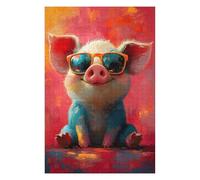 Jigsaw Puzzles for Teenagerss 75x50cm/1000pcs Cute Pig in Sunglasses Puzzles for Adults Toy Wall Decor But Fun And Humorous Help The Brain Exercise 75x50cm/1000pcs