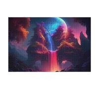 Jigsaw Puzzles for Teenagerss 75x50cm/1000pcs Enchanted Forest with Rainbow Waterfall Jigsaws for Adults Brain Teaser Game Home Decoration Fun Activities at Home 75x50cm/1000pcs