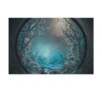 Jigsaw Puzzles for Teenagerss 75x50cm/1000pcs Enchanted Winter Forest Through A Circular Window Adult Jigsaw Toy Wall Decor Staycation Kill Time Fun Activities at Home 75x50cm/1000pcs