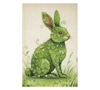 Jigsaw Puzzles for Teenagerss 75x50cm/1000pcs Green Clover Rabbit Illustration Jigsaw Puzzle Relaxing Games Pattern Assembly Difficult And Challenge 75x50cm/1000pcs