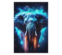Jigsaw Puzzles for Teenagerss 75x50cm/1000pcs Neon Cyan Elephant Nebulae Teenagers Puzzles Fun Games Pattern Assembly Birthday And Unique Gifts 75x50cm/1000pcs