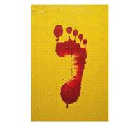 Jigsaw Puzzles for Teenagerss 75x50cm/1000pcs Red Footprint on Yellow Textured Background Puzzles for Adults Toy Wall Decor But Fun And Humorous Help The Brain Exercise 75x50cm/1000pcs