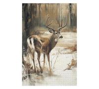 Jigsaw Puzzles for Teenagerss 75x50cm/1000pcs Whitetail Deer in Winter Woods Puzzle for Adults Hands-on Game Analysis And Logic Parent-child Interaction 75x50cm/1000pcs