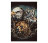 Jigsaw Puzzles for Teenagerss 75x50cm/1000pcs Wild Spirit Trio Eagle, Wolf, Bear Jigsaw for Adults Fun Games Stress Reliever Difficult And Challenge 75x50cm/1000pcs