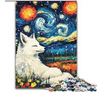 Jigsaw Puzzles Fox Under The Night Sky cardboard Jigsaw Puzzles for Adults 26X38CM Relaxing Entertainment, Home Decor