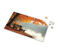 Jigsaw Puzzles Free For Adults A Bench By A Lake In Autumn. Picture Puzzle Toddler Puzzles Ages 2-4 500 Piece Puzzles(1000PCS)