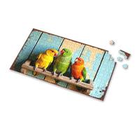 Jigsaw Puzzles Free For Adults Colorful Parrots Perched On A Rustic Wooden Shelf Picture Puzzle Outfoxed Game For Kids 3 Year Old Girl Gifts(300PCS)