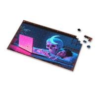 Jigsaw Puzzles Free For Adults Neon Dreams: A Skull With Crescent Moon Guards Over A Sleeping Ch Picture Puzzle Toddlers Toys Toddler Toys(500PCS)