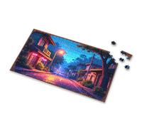 Jigsaw Puzzles Free For Adults Neon-Lit Streets: A Serene Night Scene In An Asian Town Picture Puzzle Toddlers Toys Toddler Toys(500PCS)