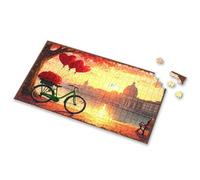 Jigsaw Puzzles Free For Adults Romantic Sunset With Heart Balloons And Roses By The Waterfront Picture Puzzle Toddlers Toys Toddler Toys(500PCS)